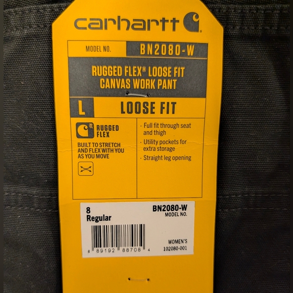 Carhartt Women's Rugged Flex Loose Fit Black Canvas Cargo Work Pants Size 8 - Picture 5 of 8